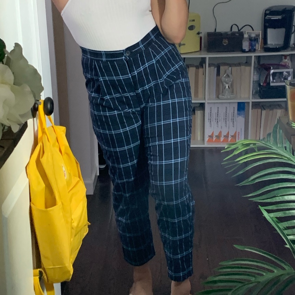 Navy plaid trousers